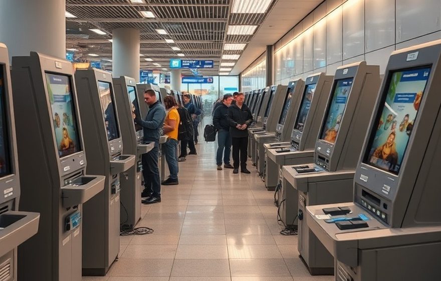 Self-service terminal in operation at a branch