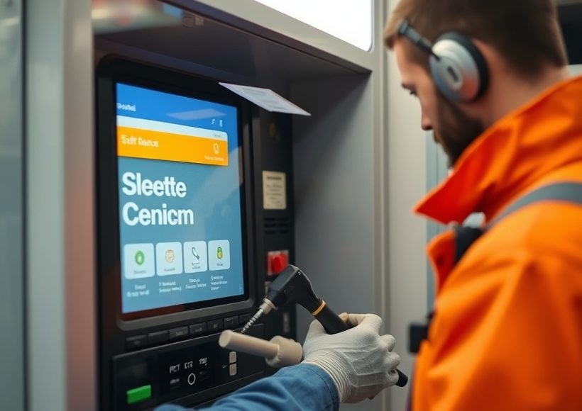 Self-service terminal in operation at a branch